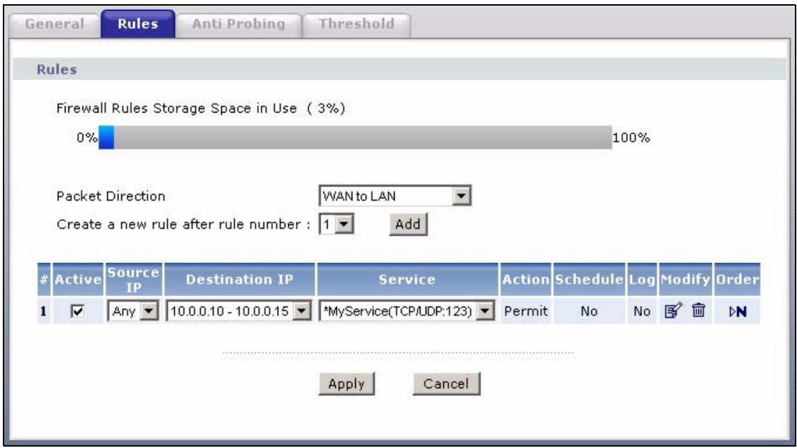 ZYXEL PRESTIGE 661H - Example Firewall Rule - 5