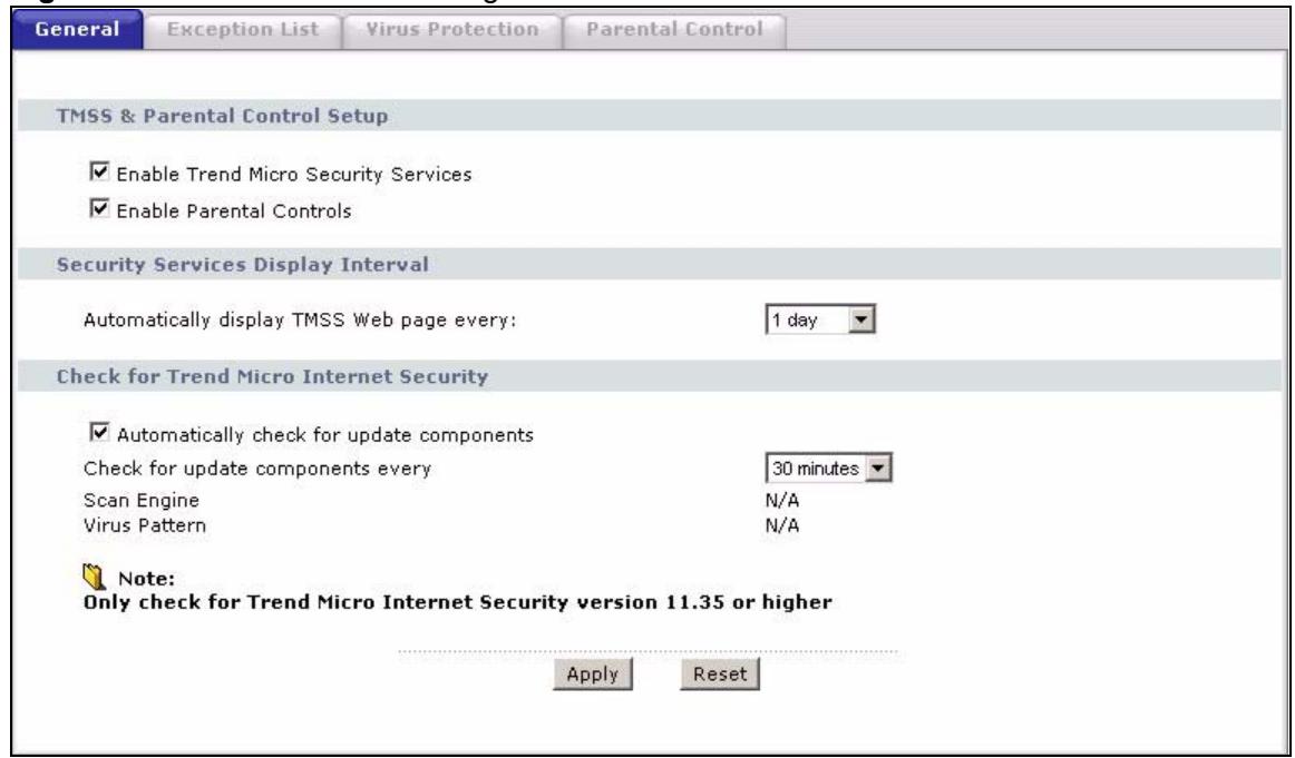 ZYXEL PRESTIGE 661H - General TMSS Settings - 1