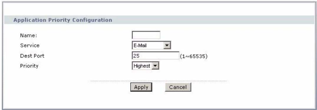 ZYXEL PRESTIGE 661H - Application Priority Configuration - 1