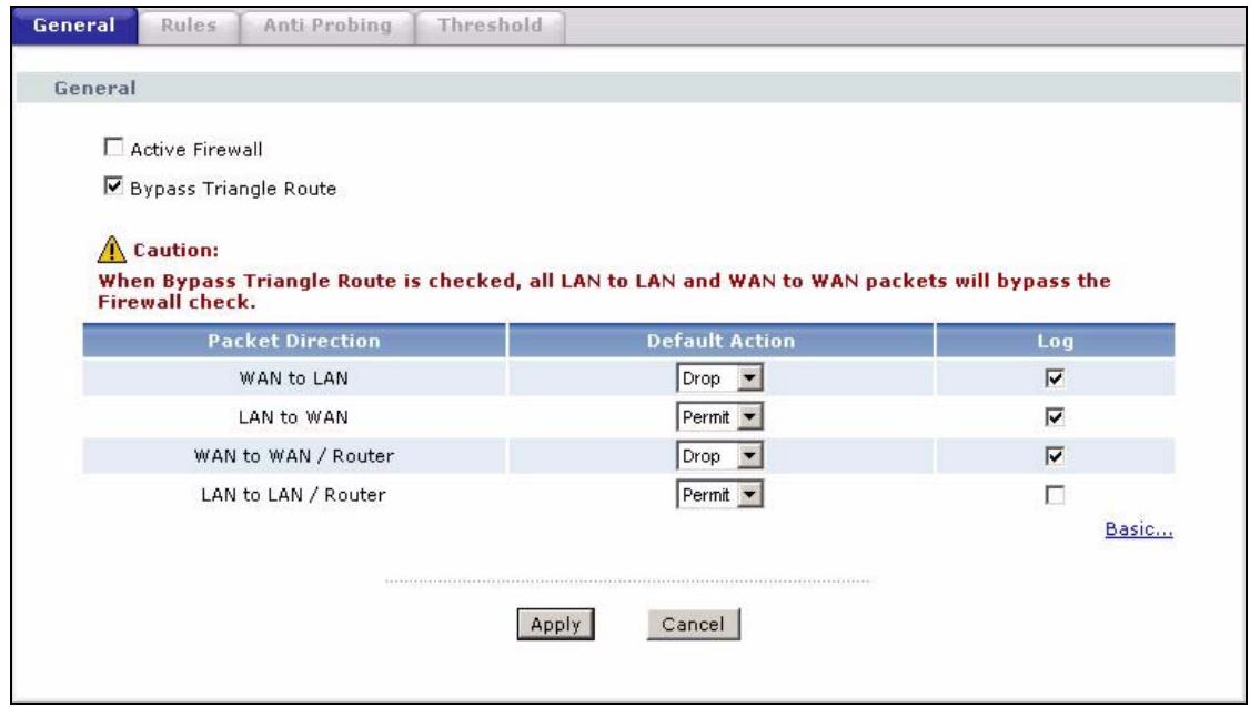 ZYXEL PRESTIGE 661H - General Firewall Policy - 1