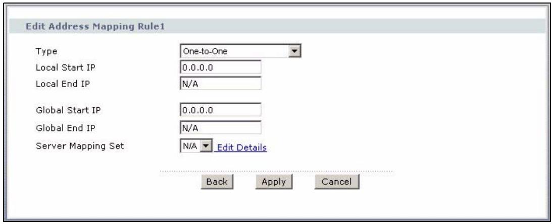 ZYXEL PRESTIGE 661H - Address Mapping Rule Edit - 1