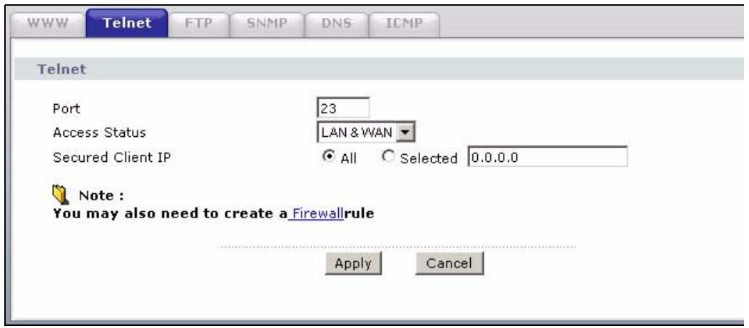 ZYXEL PRESTIGE 661H - Configuring Telnet - 1