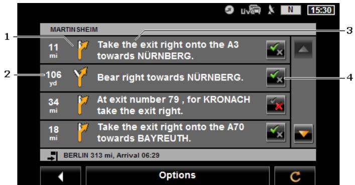 NAVIGON 70 PLUS TRAFIC - Turn-by-Turn List - 1