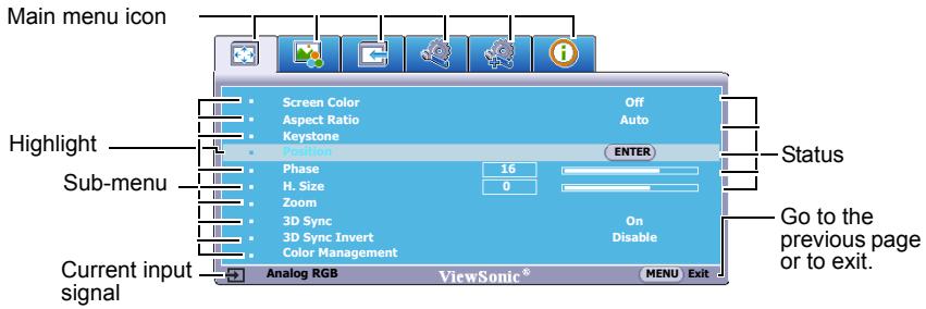 VIEWSONIC PJD6683W - Using the menus - 2