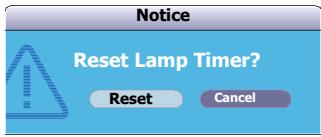VIEWSONIC PJD6683W - Resetting the lamp timer - 1