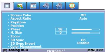 VIEWSONIC PJD6683W - Using the menus - 3
