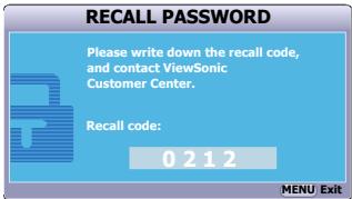 VIEWSONIC PJD6683W - Entering the password recall procedure - 1