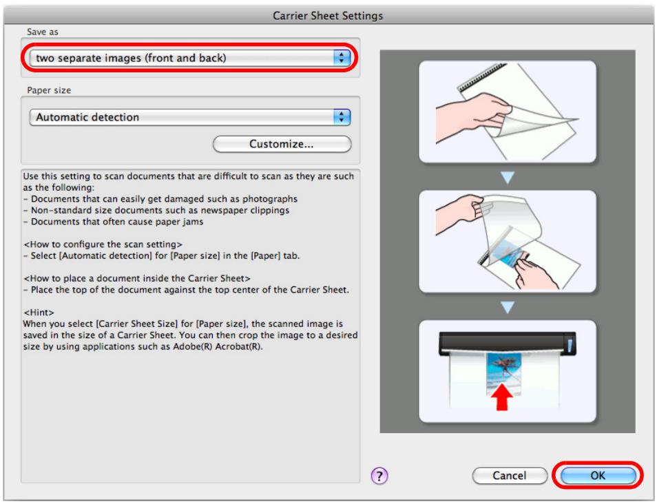 FUJITSU SCANSNAP S1100 DELUXE - Select [two separate images (front and back)] in [Save as]. - 1