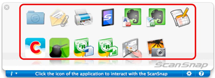 FUJITSU SCANSNAP S1100 DELUXE - In the Quick Menu, click the icon of the application to link with ScanSnap Manager. - 1