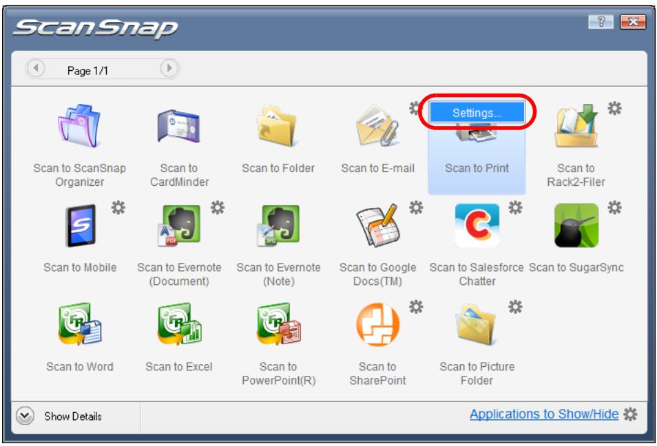 FUJITSU SCANSNAP S1100 DELUXE - Change the settings for [Scan to Print] (If you do not want to change any settings, go to step 5.). - 1