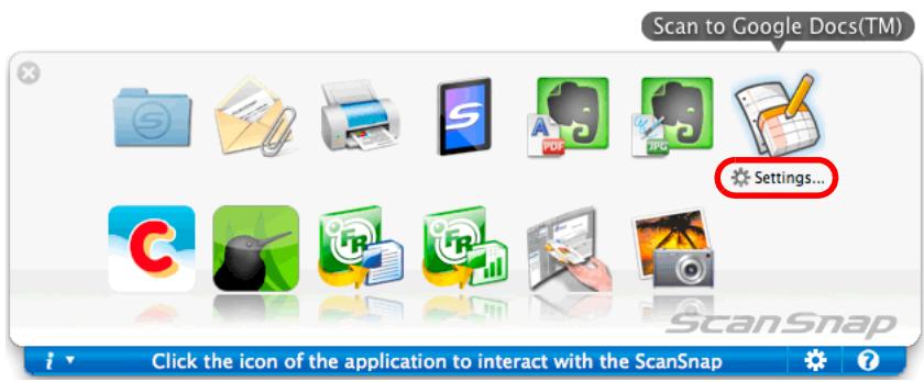 FUJITSU SCANSNAP S1100 DELUXE - Change the settings for [Scan to Google Docs(TM)] (If you do not want to change any settings, go to step 5.). - 1