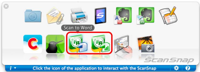 FUJITSU SCANSNAP S1100 DELUXE - Click the [Scan to Word] or [Scan to Excel] icon. - 1