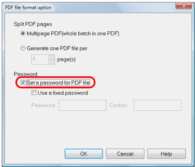 FUJITSU SCANSNAP S1100 DELUXE - Select the [Set a password for PDF file] check box. - 1