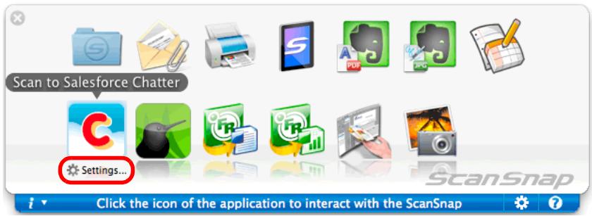 FUJITSU SCANSNAP S1100 DELUXE - Change the settings for [Scan to Salesforce Chatter] (If you do not want to change any settings, go to step 5.). - 1