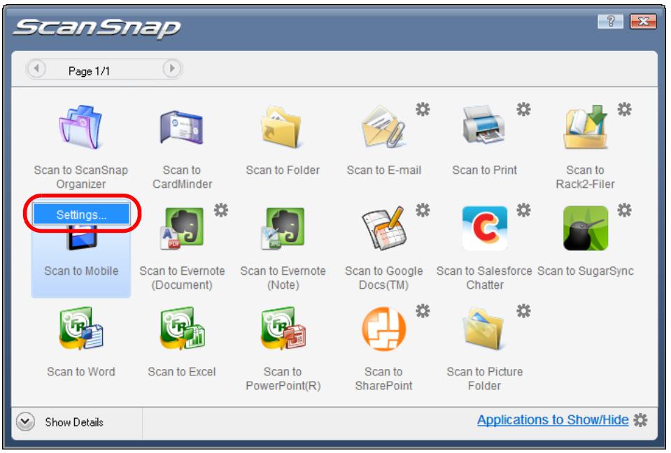 FUJITSU SCANSNAP S1100 DELUXE - Change the settings for [Scan to Mobile] (If you do not want to change any settings, go to step 5.) - 1