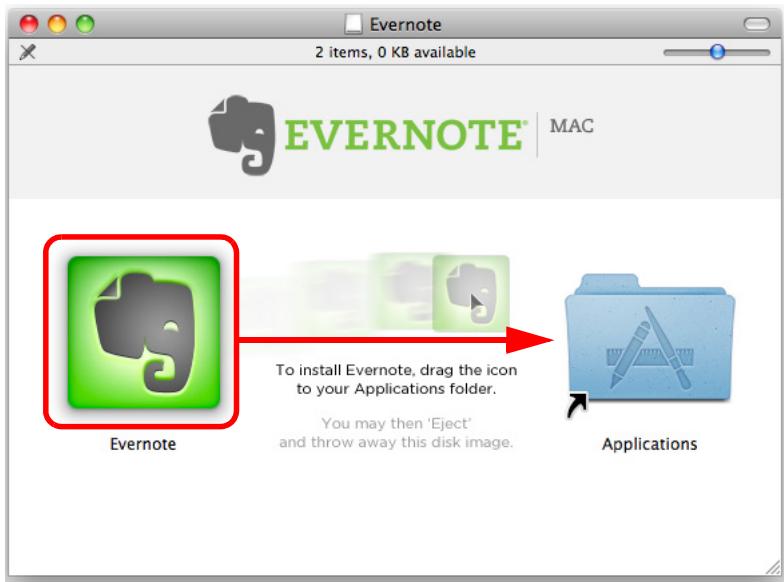 FUJITSU SCANSNAP S1100 DELUXE - Drag the [Evernote] icon onto the [Applications] icon. - 1