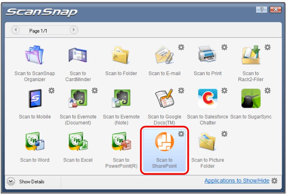 FUJITSU SCANSNAP S1100 DELUXE - Click the [Scan to SharePoint] icon. - 1