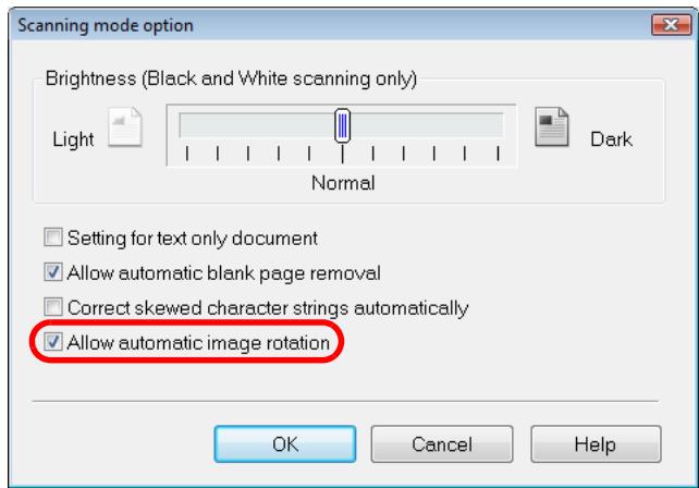 FUJITSU SCANSNAP S1100 DELUXE - Select the [Allow automatic image rotation] check box. - 1