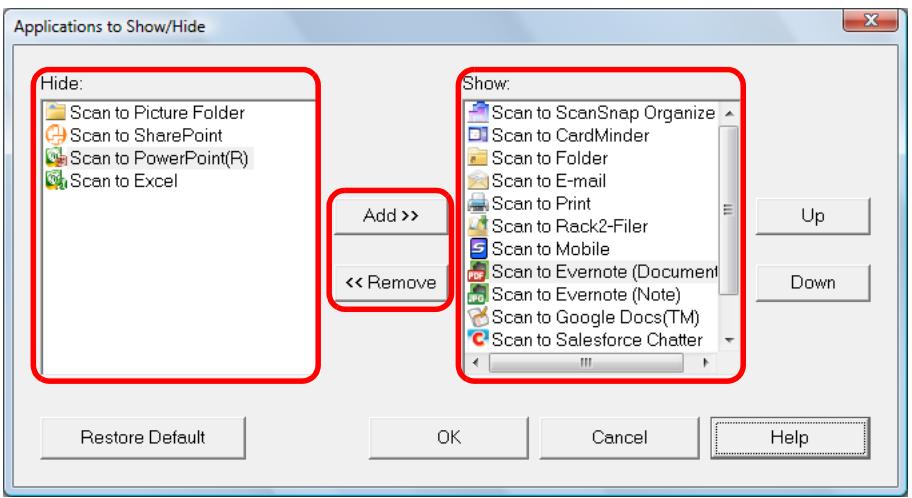 FUJITSU SCANSNAP S1100 DELUXE - - Showing or Hiding Application Icons - 1