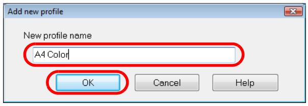 FUJITSU SCANSNAP S1100 DELUXE - Type in a new profile name and click the [OK] button. - 1