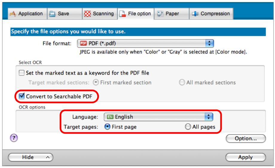 FUJITSU SCANSNAP S1100 DELUXE - Select the [Convert to Searchable PDF] checkbox. - 2