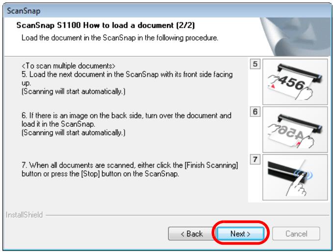 FUJITSU SCANSNAP S1100 DELUXE - 12.Read the instructions, and click the [Next] button. - 1