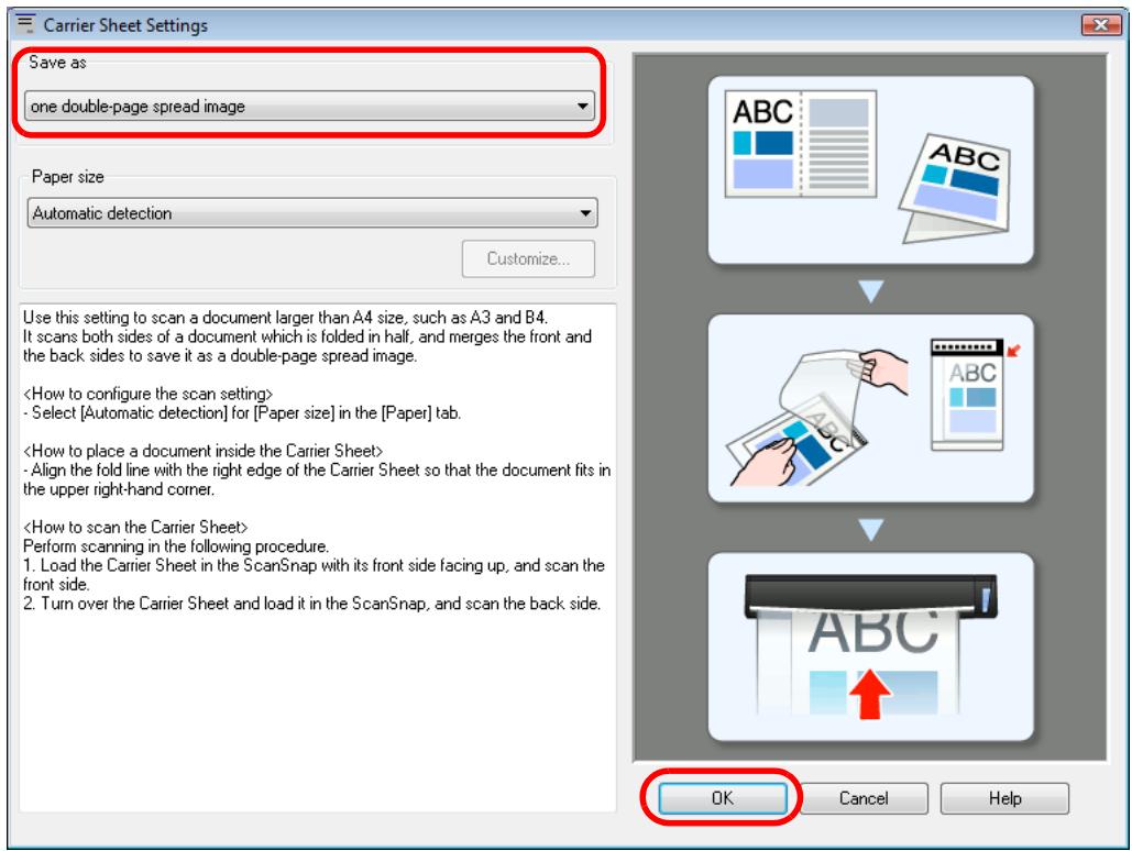 FUJITSU SCANSNAP S1100 DELUXE - Select [one double-page spread image] in [Save as]. - 1