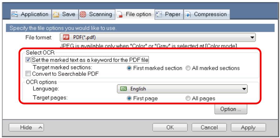 FUJITSU SCANSNAP S1100 DELUXE - Select the [Set the marked text as a keyword for the PDF file] check box. - 1