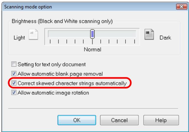 FUJITSU SCANSNAP S1100 DELUXE - Select the [Correct skewed character strings automatically] check box. - 1