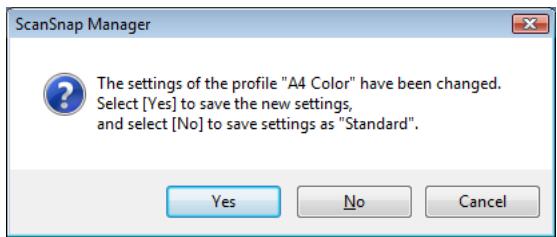 FUJITSU SCANSNAP S1100 DELUXE - To overwrite the profile, click the [Yes] button. To save the settings as "Standard", click the [No] button. - 1