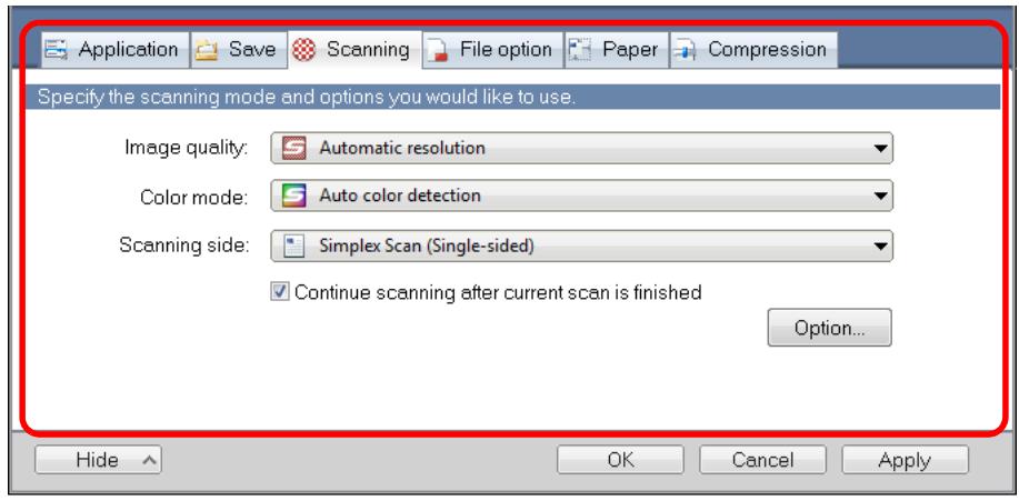 FUJITSU SCANSNAP S1100 DELUXE - Change the scan settings in each tab. - 1