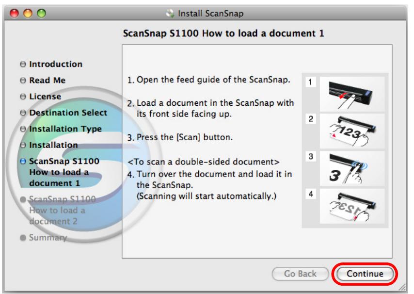 FUJITSU SCANSNAP S1100 DELUXE - Read the instructions and click the [Continue] button. - 1