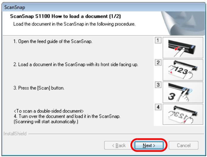 FUJITSU SCANSNAP S1100 DELUXE - Read the instructions, and click the [Next] button. - 1