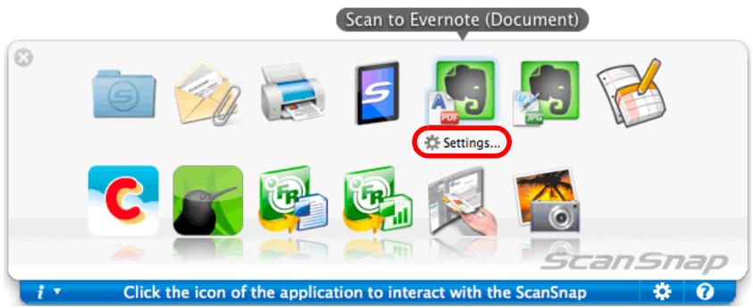 FUJITSU SCANSNAP S1100 DELUXE - Change the settings for [Scan to Evernote (Document)] (If you do not want to change any settings, go to step 5.). - 1