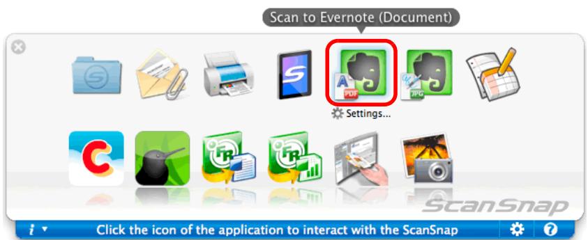 FUJITSU SCANSNAP S1100 DELUXE - Click the [Scan to Evernote (Document)] icon. - 1