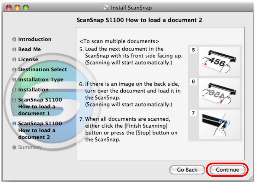 FUJITSU SCANSNAP S1100 DELUXE - 14.Read the instructions and click the [Continue] button. - 1