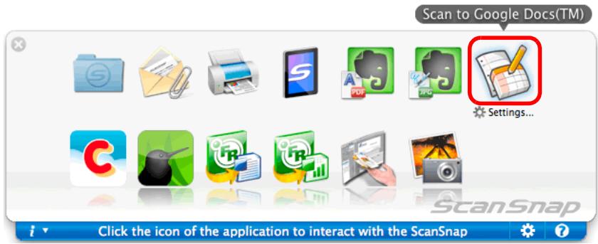 FUJITSU SCANSNAP S1100 DELUXE - Click the [Scan to Google Docs(TM)] icon. - 1