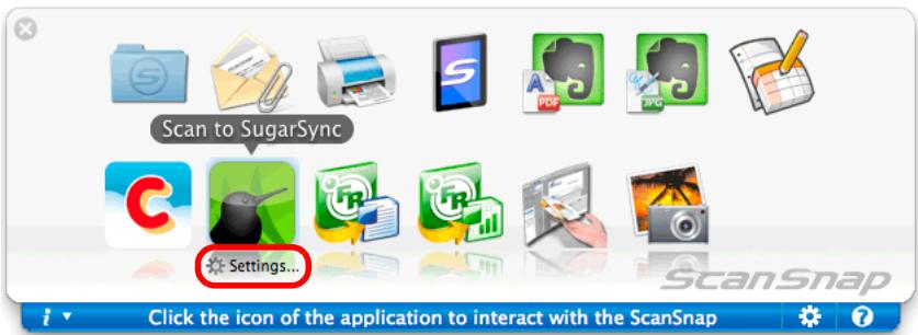 FUJITSU SCANSNAP S1100 DELUXE - Change the settings for [Scan to SugarSync] (If you do not want to change any settings, go to step 5.). - 1