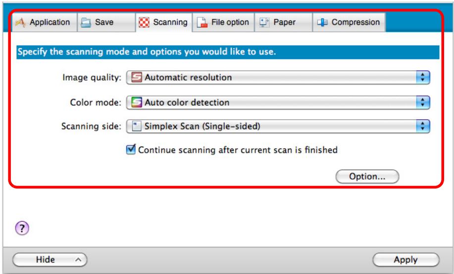 FUJITSU SCANSNAP S1100 DELUXE - Change the scan settings in each tab. - 1