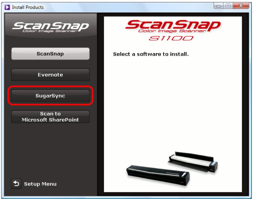 FUJITSU SCANSNAP S1100 DELUXE - Click the [SugarSync] button. - 1