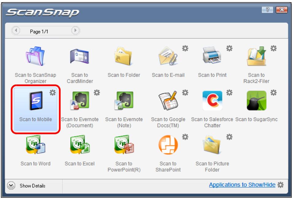 FUJITSU SCANSNAP S1100 DELUXE - Click the [Scan to Mobile] icon. - 1