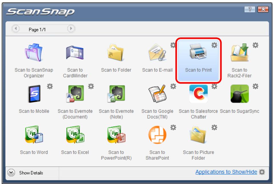 FUJITSU SCANSNAP S1100 DELUXE - Click the [Scan to Print] icon. - 1