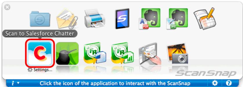 FUJITSU SCANSNAP S1100 DELUXE - Click the [Scan to Salesforce Chatter] icon. - 1