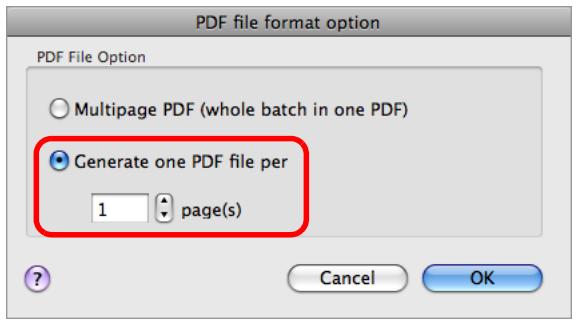 FUJITSU SCANSNAP S1100 DELUXE - Select [Generate one PDF file per (n) page(s)] and enter the number of pages to split. - 1