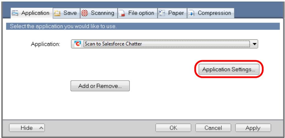FUJITSU SCANSNAP S1100 DELUXE - Change the settings for [Scan to Salesforce Chatter] (If you do not want to change any settings, go to step 4.). - 1
