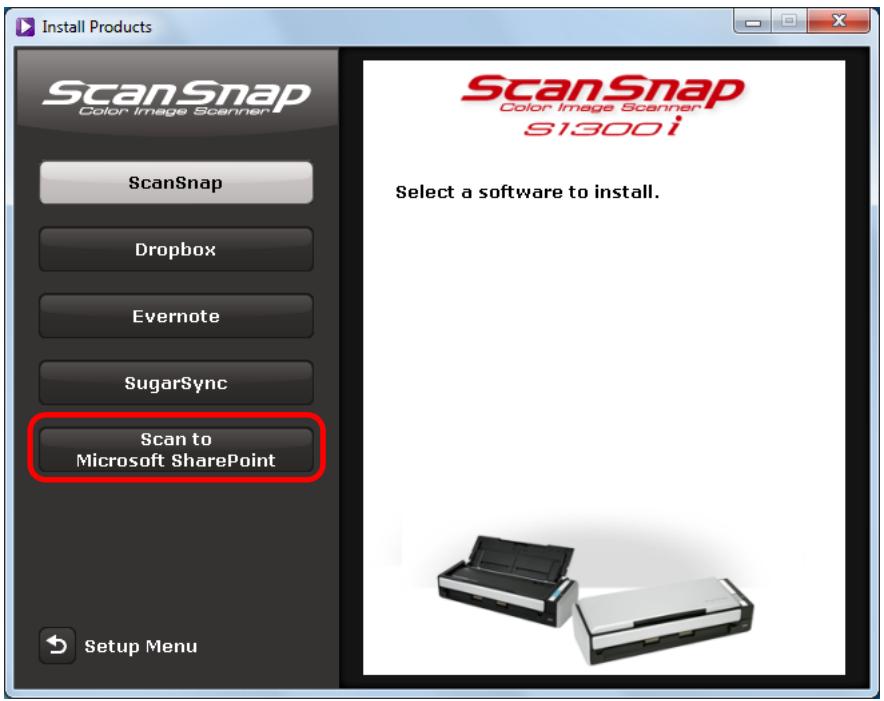 FUJITSU SCANSNAP S1300I DELUXE - Click the [Scan to Microsoft SharePoint] button. - 1