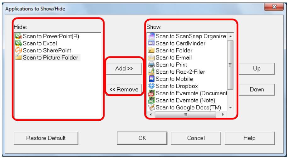 FUJITSU SCANSNAP S1300I DELUXE - - Showing or Hiding Application Icons - 1