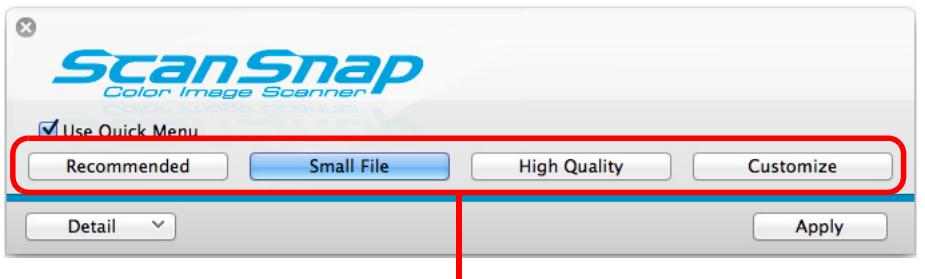 FUJITSU SCANSNAP S1300I DELUXE - Click one of the profile buttons. - 1