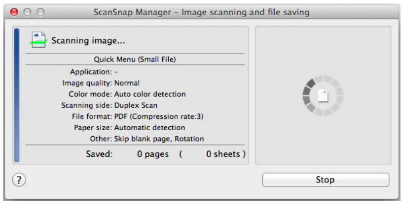 FUJITSU SCANSNAP S1300I DELUXE - Click the [Stop] button in the [ScanSnap Manager - Image scanning and file saving] window which appears during scanning. - 1