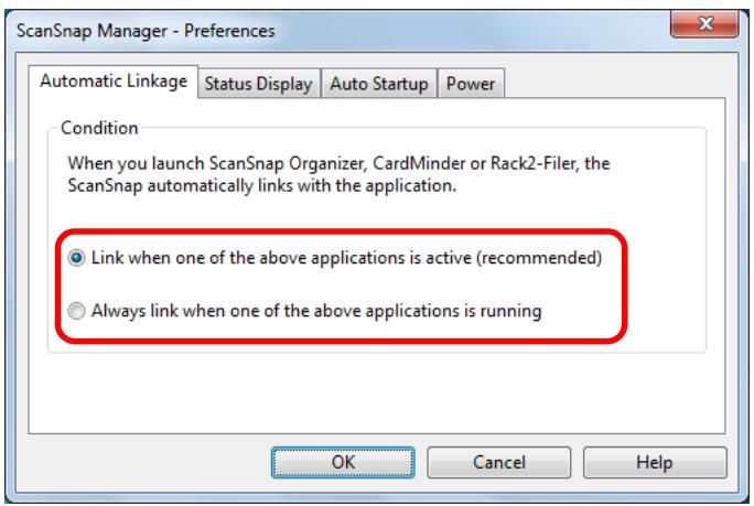 FUJITSU SCANSNAP S1300I DELUXE - Select the automatic linkage mode in the [Automatic Linkage] tab. - 1